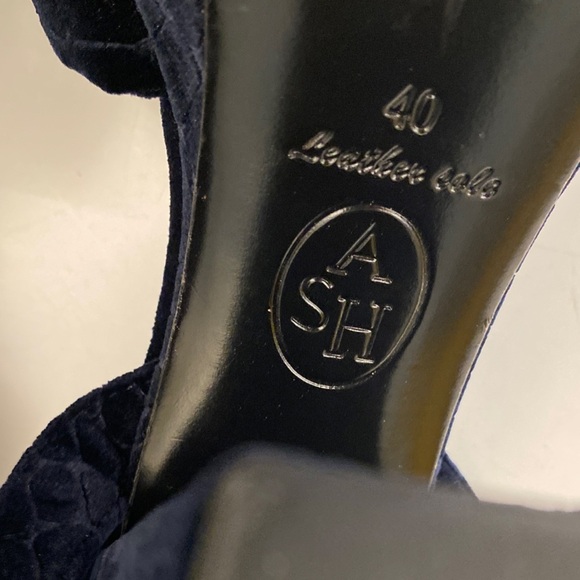 ASH || Boom Velvet Croc Embossed Platform Sandals Heels Midnight Navy 40 - Picture 6 of 11